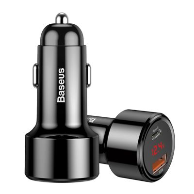 5. Ładowarka samochodowa Baseus Magic Series 45 W z wyświetlaczem 1x USB-A + 1x USB-C - czarna