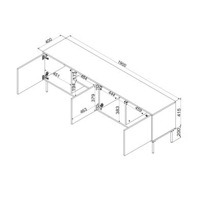 8. Szafka RTV INSERTO 3D1W 190x40x61,5 czarny + LED