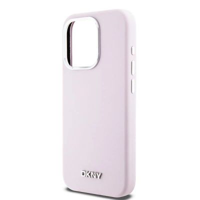 6. Etui DKNY Liquid Silicone Small Metal Logo MagSafe na iPhone 15 Pro - różowe