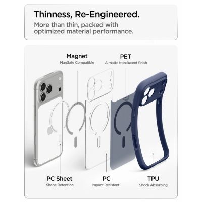 8. Etui Spigen Ultra Hybrid MagSafe na iPhone 18 Pro / 17 Pro - ciemnoniebieskie