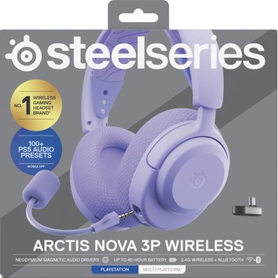 14. Słuchawki Steelseries Arctis Nova 3P Wireless do Playstation, Levander