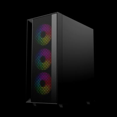 3. GEMBIRD OBUDOWA FORNAX 4000 MIDI-TOWER (2X USB 3.0, 1X USB 2.0, HD AUDIO, SZKLANY PANEL BOCZNY, PODŚWIETLENIE ARGB) CZARNA