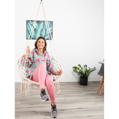 4. HAMAK AŻUROWY FOTEL WISZĄCY BOCIANIE GNIAZDO 80x60CM ECRU