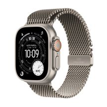 Zegarek Apple Watch Ultra 3 (2025) 5G 49mm Koperta z naturalnego tytanu z naturalną tytanową pętlą Milanese S - naturalna