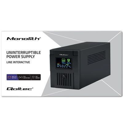 11. QOLTEC ZASILACZ AWARYJNY UPS LINE INTERACTIVE | MONOLITH | 1500VA | 900W | LCD | USB