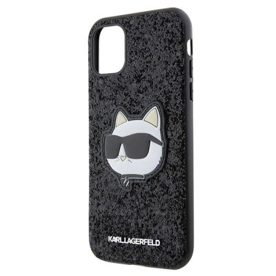 6. Etui Karl Lagerfeld Glitter Choupette Patch na iPhone 11 / Xr - czarne