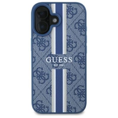 3. Etui Guess 4G Printed Stripes MagSafe na iPhone 16 - niebieskie