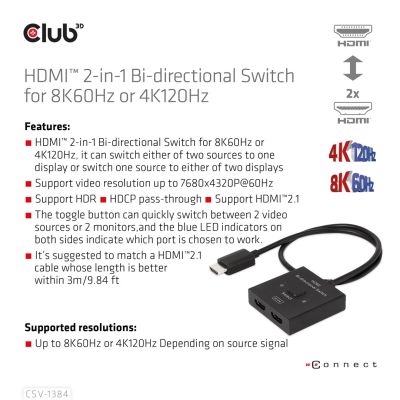 14. CLUB3D CSV-1384 przełącznik KVM Czarny