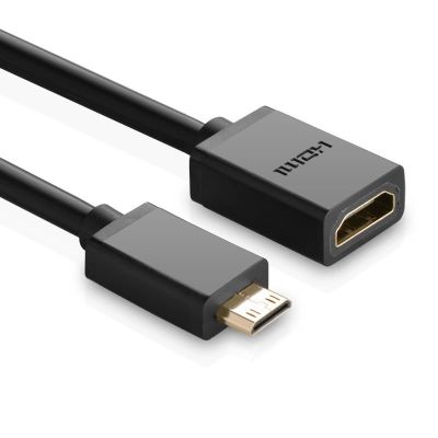 2. Ugreen kabel adapter przejściówka HDMI (żeński) - mini HDMI (męski) 4K 60 Hz Ethernet HEC ARC audio 32 kanały 22 cm czarny (20137)