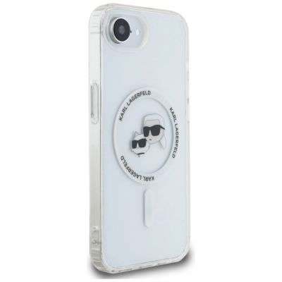 4. Etui Karl Lagerfeld IML Metal Karl & Choupette Heads MagSafe na iPhone 16e - białe