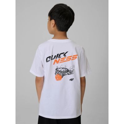 3. T-shirt regular z nadrukiem chłopięcy 4F 4FJRAW26TTSHM4343-10S