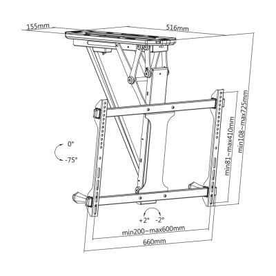 20. MACLEAN UCHWYT DO TV ELEKTRYCZNY SUFITOWY 32"-70" 35KG MC-880T