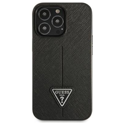 3. Etui Guess Saffiano Triangle Logo na iPhone 14 Pro - czarne