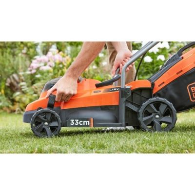 13. Black & Decker BCMW3318L2 Kosiarka do trawnika typu push Bateria Czarny, Pomarańczowy