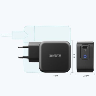 4. Choetech szybka ładowarka sieciowa GaN USB Typ C 61W 3A Power Delivery czarny (Q6006)