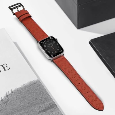 4. Pasek skórzany Strap Leather do Apple Watch 38 / 40 / 41 mm opaska bransoleta - czerwony