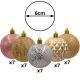 14. BOMBKA DEKORACYJNA PLASTIKOWA 6CM SET 35 SZT ZŁOTY RÓŻOWY