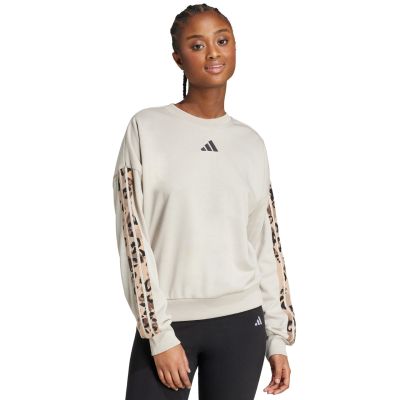 Bluza damska adidas Animal Print 3-Stripes French Terry Sweatshirt kremowa JM1836
