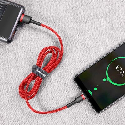 10. Kabel Baseus Cafule USB-A / USB-C QC 3.0 3A 1 m - czerwony