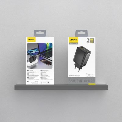 3. Ładowarka sieciowa Dudao A29 65W GaN 2 x USB-C + 1 x USB-A - czarna
