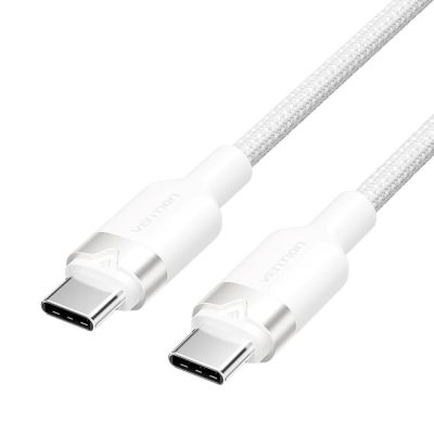 Kabel USB-C do USB-C Vention w oplocie 3A 480Mbps 60W PD 2m biały