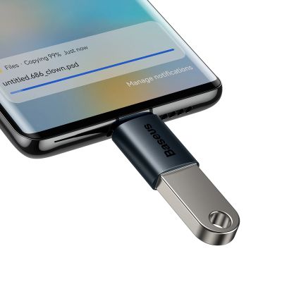 4. Adapter Baseus Ingenuity Series z USB-C do USB-A 10Gb/s - niebieski