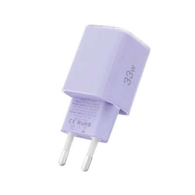 4. Ładowarka sieciowa Tech-Protect NCM33 PD 33W QC3.0 USB-C / USB-C - fioletowa