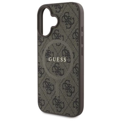 6. Etui Guess 4G Ring Classic Logo MagSafe na iPhone 16 - brązowe