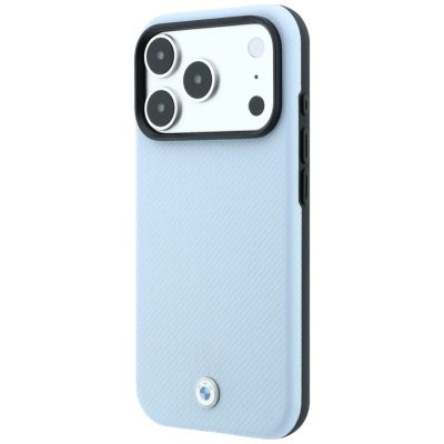 2. Etui BMW Kevlar Metal Logo MagSafe na iPhone 18 Pro Max / 17 Pro Max - niebieskie