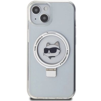 3. Etui Karl Lagerfeld Ring Stand Choupette Head MagSafe do iPhone 15 - białe