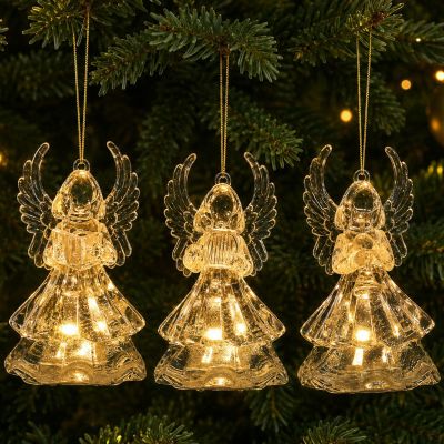 3. ANIOŁ DEKORACYJNY AKRYL 9CM LED 3SZT