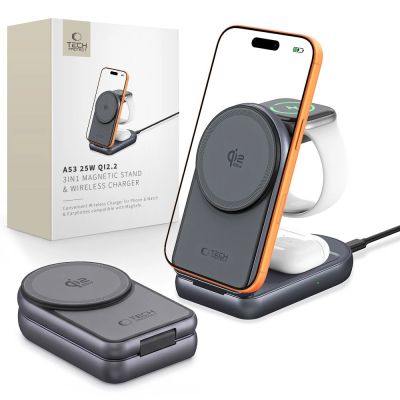 Ładowarka indukcyjna Tech-Protect A53 3in1 MagSafe 25W QI2.2 - ciemnoszara