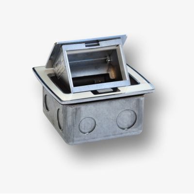 2. Box blatowy mini 3M - puszka blatowa do montażu gniazd standardu 22,5x45 mm (45x45 mm) uchylna, biała