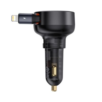2. Ładowarka samochodowa Baseus Enjoyment Pro 55W USB-A ze zwijanym kablem Lightning - czarna