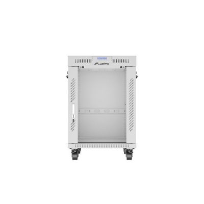 7. Szafa instalacyjna rack stojąca 19" 15U 600x800 szara drzwi szklane LCD Lanberg (Flat Pack) V2