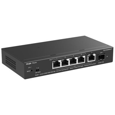10. Ruijie Networks RG-ES206MG-P przełącznik sieciowy Zarządzany L2 2.5G Ethernet (100/1000/2500) Obsługa PoE Montaż na biurku/ścianie Czarny