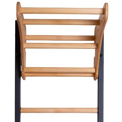 13. DRABINKA GIMNASTYCZNA DREWNIANO METALOWA NA 4 UCHWYTY Z DREWNIANYM DRĄŻKIEM BENCHK 211B