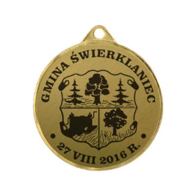 Medal metalowy z grawerowaniem na laminacie