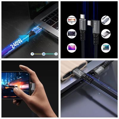 10. Kabel kątowy Wozinsky WPS3-UY41S USB-C USB4 40Gb/s 240W 1m 4K - czarny