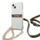 2. Etui Guess 4G Brown Strap Gold Chain na iPhone 13 mini - przezroczyste