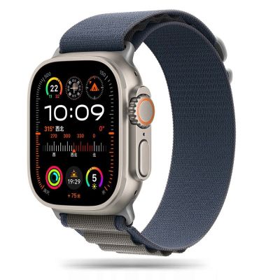 7. Pasek Tech-Protect Nylon Pro na Apple Watch 4 / 5 / 6 / 7 / 8 / 9 / SE / Ultra 1 / 2 (42/44/45/49 mm) - niebiesko-szary