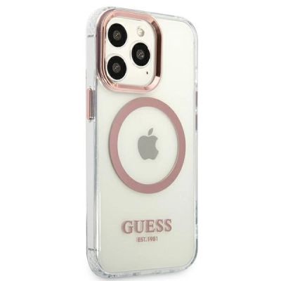 4. Etui Guess Metal Outline MagSafe na iPhone 13 Pro / iPhone 13 - różowe