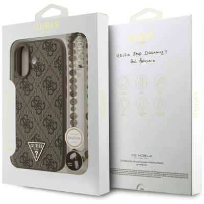 8. Etui Guess 4G Strap Triangle Logo MagSafe na iPhone 17 - brązowe