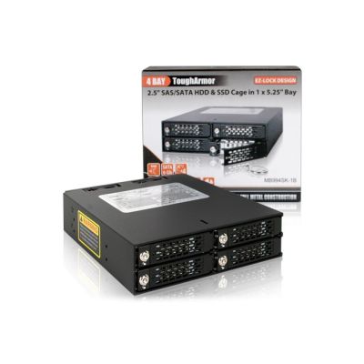 6. Płyta montażowa IcyDock 4x6,3cm SATAI-III/SAS w 1x5,25" HDD/SSD