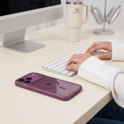 5. Etui Tech-Protect Magmat Magsafe CC na iPhone 17 Pro Max / 18 Pro Max - przezroczysto-burgundowe