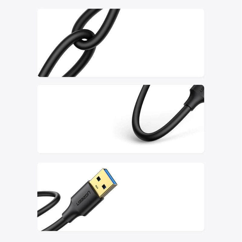 7. Kabel Ugreen US128 10369 USB-A 3.0 / USB-A 3.0 5Gb/s 0.5m - czarny