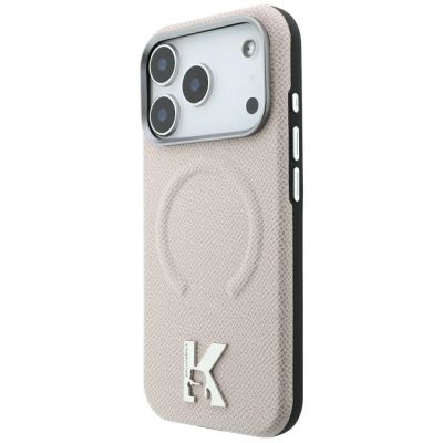 2. Etui Karl Lagerfeld Grained Embossed Ring & Kameo Logo MagSafe na iPhone 18 Pro / 17 Pro - beżowe