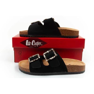 10. Lee Cooper buty laczki damskie klapki wsuwane czarne zamsz wygodne lekkie