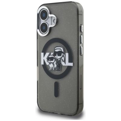 2. Etui Karl Lagerfeld IML Glitter Karl & Choupette Sketch Logo MagSafe na iPhone 16 - czarne