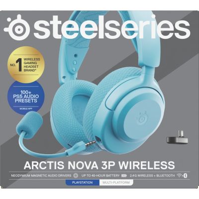 16. Słuchawki Steelseries Arctis Nova 3P Wireless for Playstation, Aqua